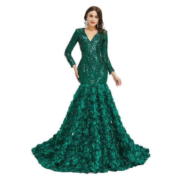 long sleeve mermaid prom dress 1352-009