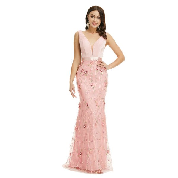 pink floral prom dress 1348-005