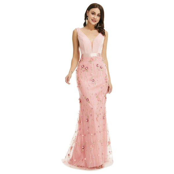 pink floral prom dress 1348-006