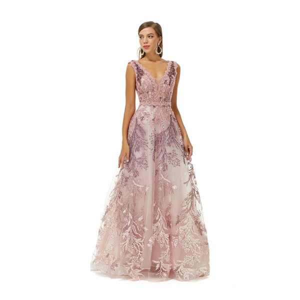 pink lace prom dress 1638-005