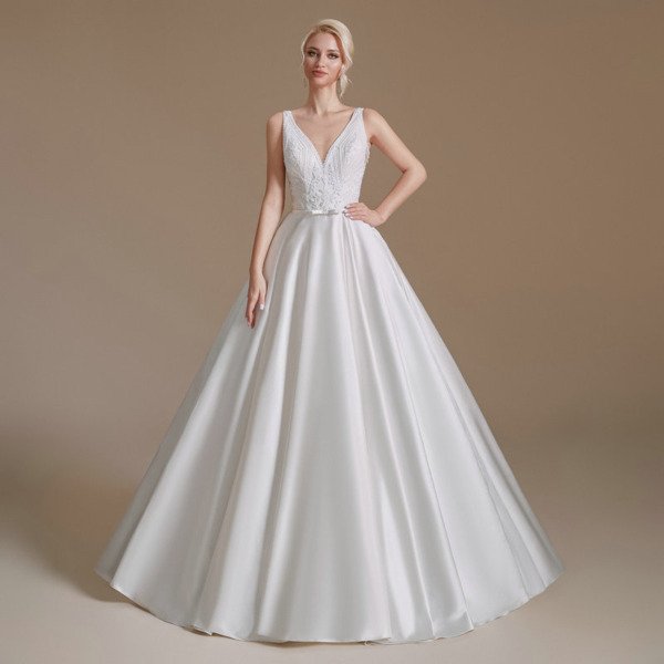 satin ball gown wedding dress 1389-001