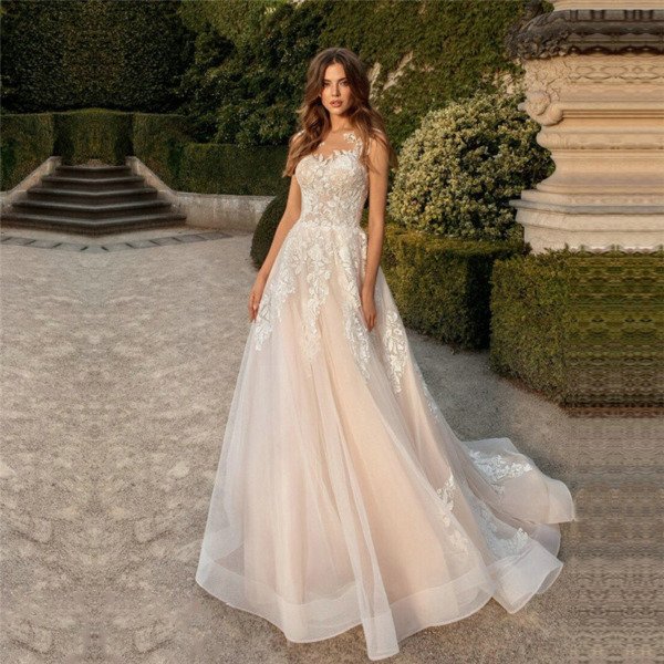 a line lace wedding dress 1414-003