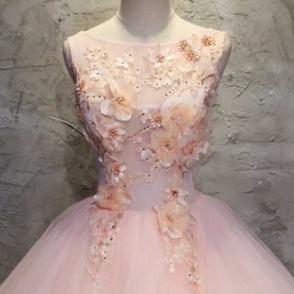 Light Pink Quinceanera Dress Ball Gown With Flowers