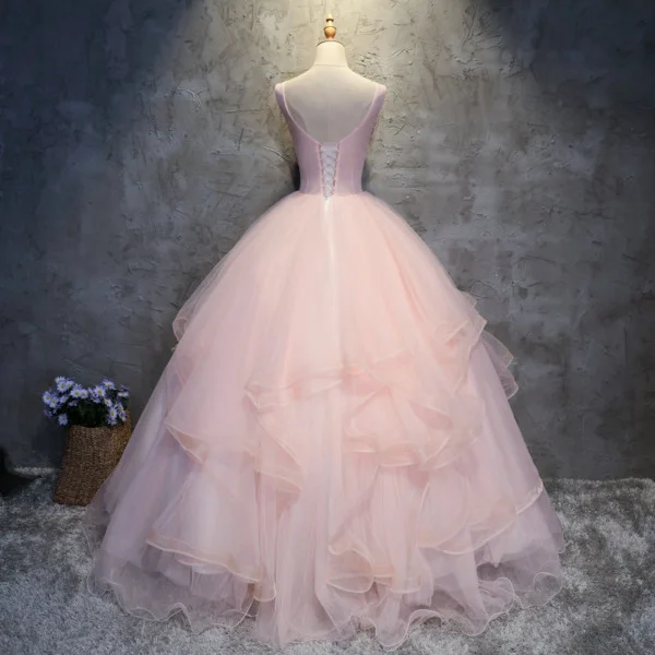 Light Pink Quinceanera Dress Ball Gown With Flowers