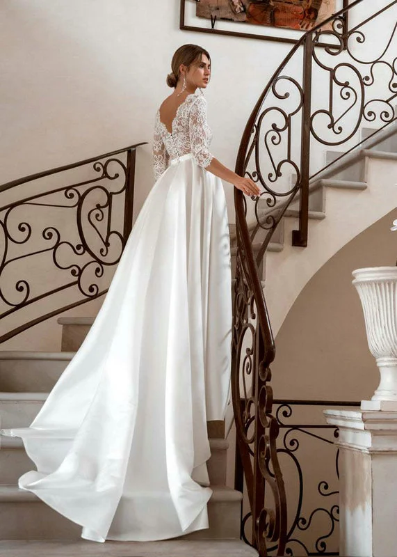 simple satin wedding dress 1173-002