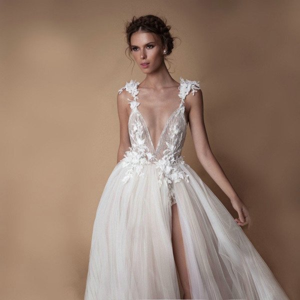high slit wedding dress 1458-001