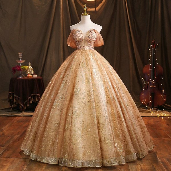 gold quinceanera dress 1466-01