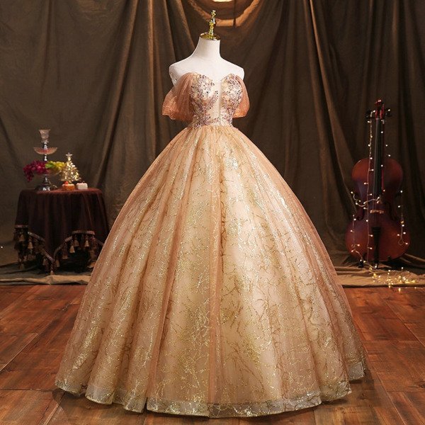 gold quinceanera dress 1466-05