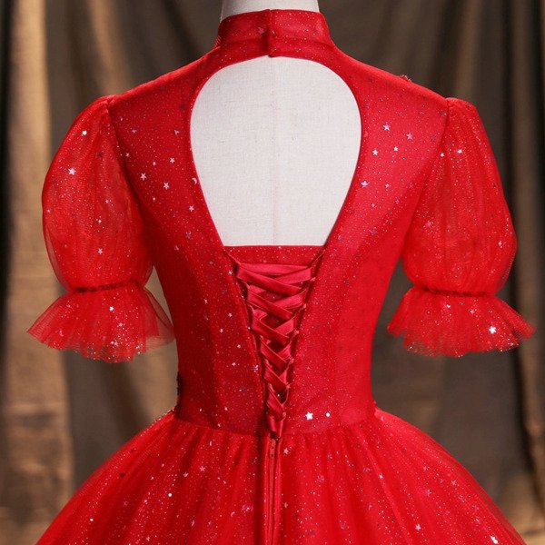 high neck red ball gown 1471-06