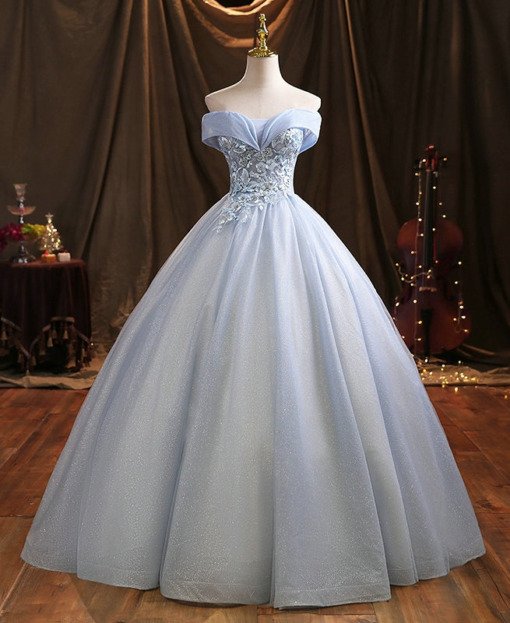 Light Blue Quinceanera Dresses Off The Shoulder Ball Gown