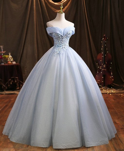 Light Blue Quinceanera Dresses Off The Shoulder Ball Gown