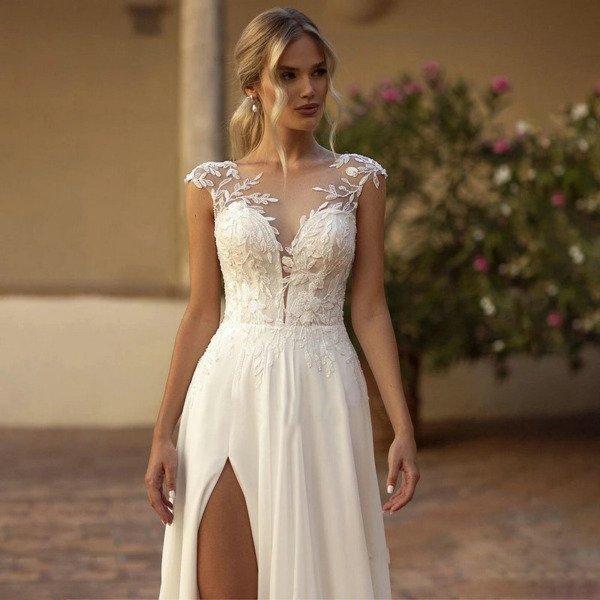 high slit wedding dress 1489-001