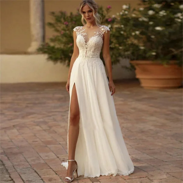 high slit wedding dress 1489-004