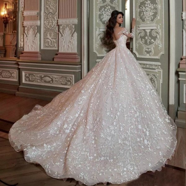 lace ball gown wedding dress 1490-001