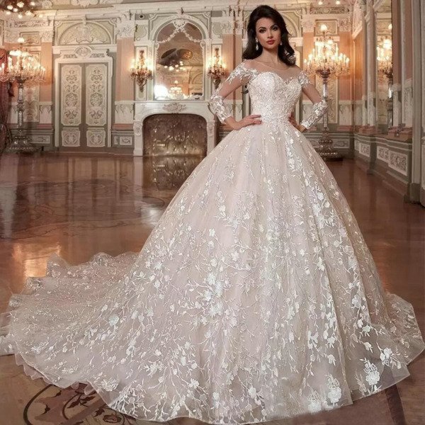 lace ball gown wedding dress 1490-002