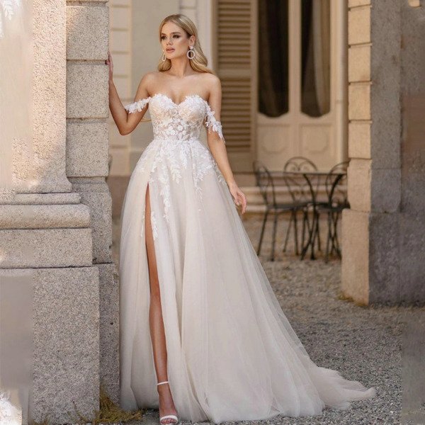 wedding dress with slit 1493-002