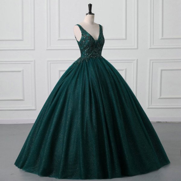 dark green wedding dress 1502-003