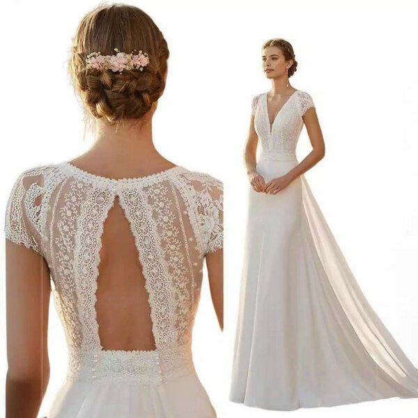 backless a line wedding dress 1516-001