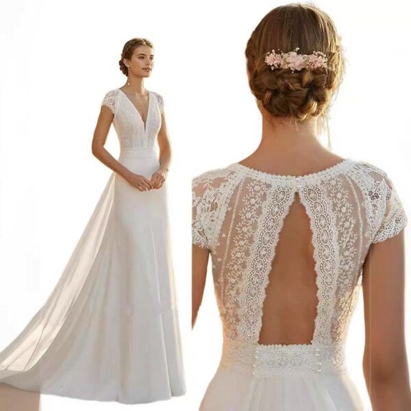 backless a line wedding dress 1516-002