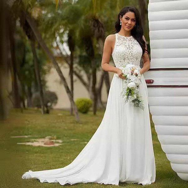 halter a line wedding dress 1519-001