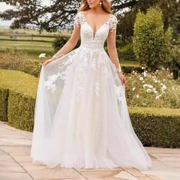 lace a line wedding dress 1511-001