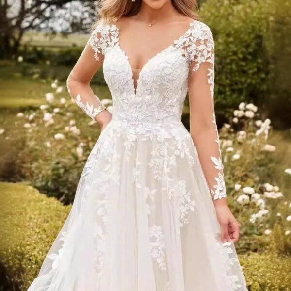 lace a line wedding dress 1511-003