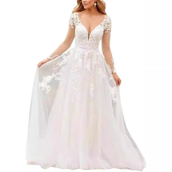 lace a line wedding dress 1511-004