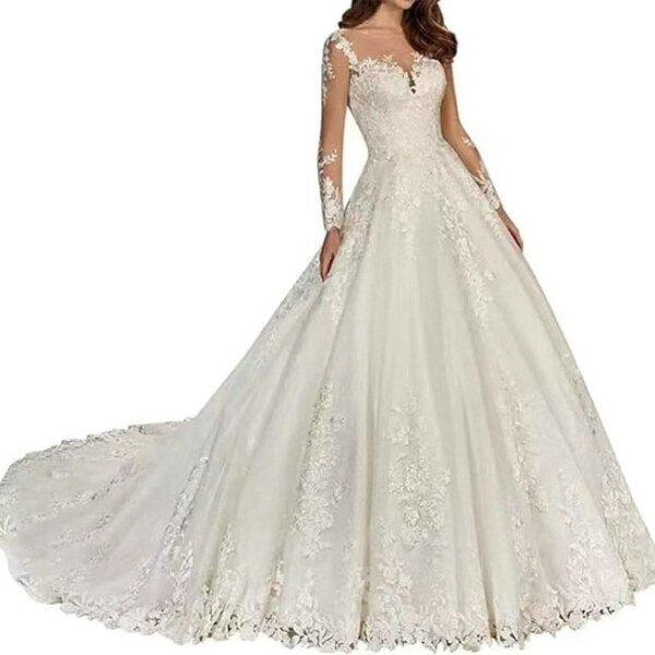 long sleeve ball gown wedding dress 1522-002