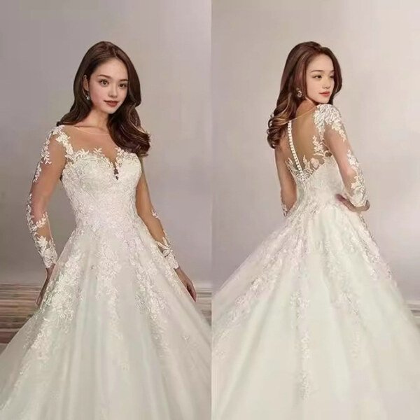 long sleeve ball gown wedding dress 1522-003