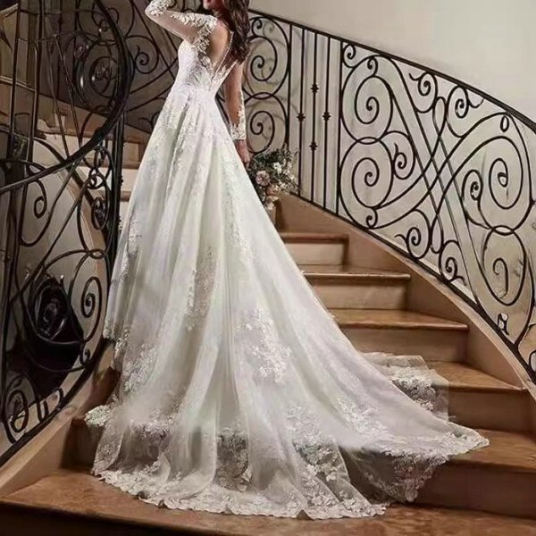 long sleeve ball gown wedding dress 1522-004