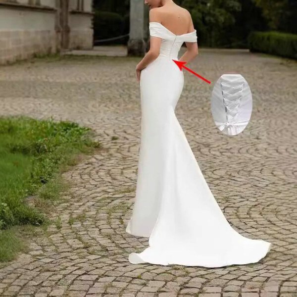 satin high slit wedding dress 1515-002