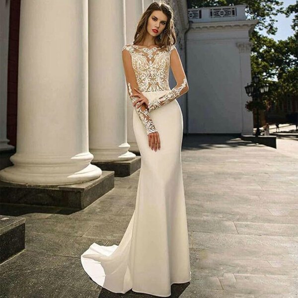 satin sexy wedding dress 1518-004