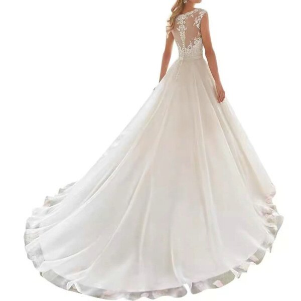 v neck simple wedding dress 1522-005