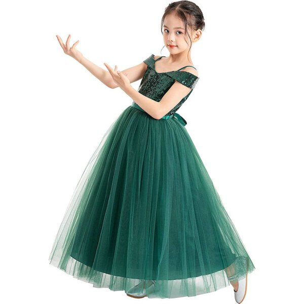 emerald green flower girl dress 1566-001