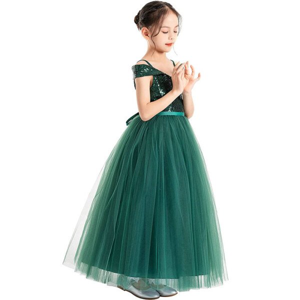 emerald green flower girl dress 1566-002