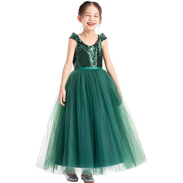 emerald green flower girl dress 1566-003