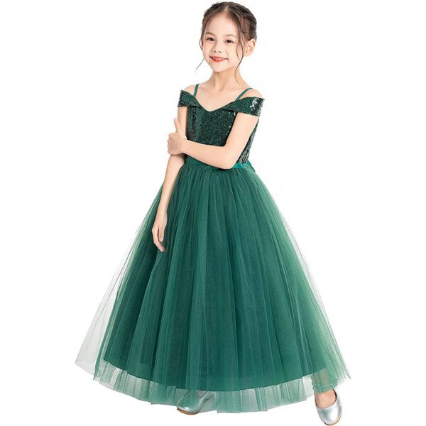 emerald green flower girl dress 1566-004